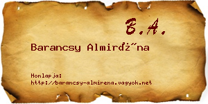 Barancsy Almiréna névjegykártya